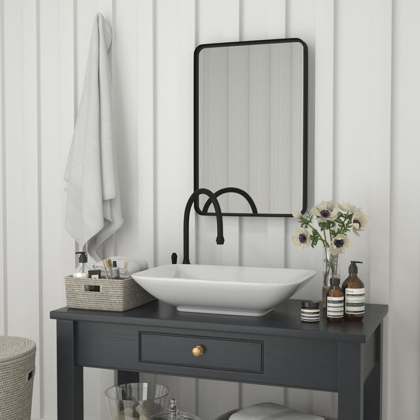 English Elm Janinne Decorative Wall Mirror - Modern Minimalist Design, Versatile Mounting for Any Space Decor Black 20"W x 30"L HFMHD-GDI-CRE8-212315-GG