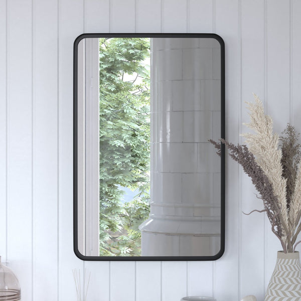English Elm Janinne Decorative Wall Mirror - Modern Minimalist Design, Versatile Mounting for Any Space Decor Black 20"W x 30"L HFMHD-GDI-CRE8-212315-GG