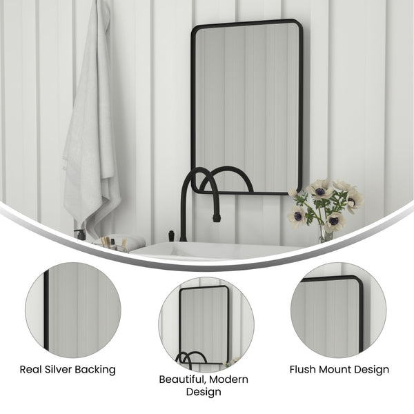 English Elm Janinne Decorative Wall Mirror - Modern Minimalist Design, Versatile Mounting for Any Space Decor Black 20"W x 30"L HFMHD-GDI-CRE8-212315-GG