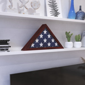 English Elm Sheehan Solid Wood Memorial Flag Display Case - Elegant Shadowbox for American Veteran Flag Protection Mahogany 17.5"W x 3"D x 12.5"H HFMHD-GDIS-CRE8-254315-GG