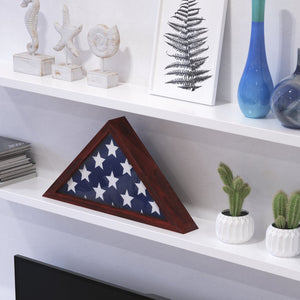 English Elm Sheehan Solid Wood Memorial Flag Display Case - Elegant Shadowbox for American Veteran Flag Protection Mahogany 17.5"W x 3"D x 12.5"H HFMHD-GDIS-CRE8-254315-GG