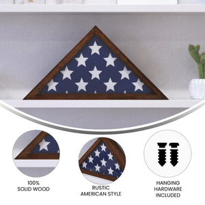 English Elm Sheehan Solid Wood Memorial Flag Display Case - Elegant Shadowbox for American Veteran Flag Protection Mahogany 17.5"W x 3"D x 12.5"H HFMHD-GDIS-CRE8-254315-GG