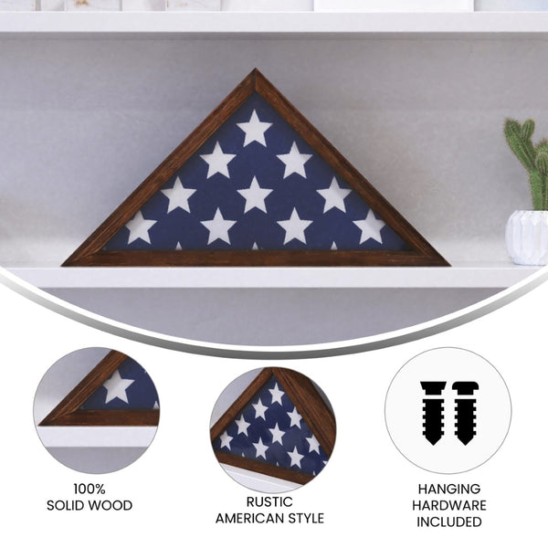 English Elm Sheehan Solid Wood Memorial Flag Display Case - Elegant Shadowbox for American Veteran Flag Protection Mahogany 17.5"W x 3"D x 12.5"H HFMHD-GDIS-CRE8-254315-GG