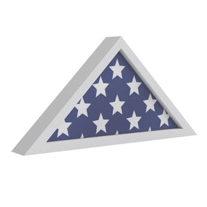 English Elm Sheehan Solid Wood Memorial Flag Display Case - Elegant Shadowbox for American Veteran Flag Protection White 17.5"W x 3"D x 12.5"H HFMHD-GDIS-CRE8-354315-GG