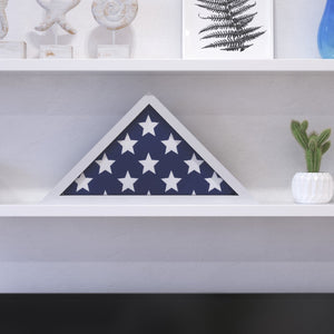 English Elm Sheehan Solid Wood Memorial Flag Display Case - Elegant Shadowbox for American Veteran Flag Protection White 17.5"W x 3"D x 12.5"H HFMHD-GDIS-CRE8-354315-GG
