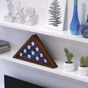 English Elm Sheehan Solid Wood Memorial Flag Display Case - Elegant Shadowbox for American Veteran Flag Protection Rustic Brown 17.5"W x 3"D x 12.5"H HFMHD-GDIS-CRE8-602315-GG