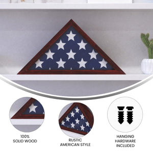 English Elm Sheehan Solid Wood Memorial Flag Display Case - Elegant Shadowbox for American Veteran Flag Protection Rustic Brown 17.5"W x 3"D x 12.5"H HFMHD-GDIS-CRE8-602315-GG