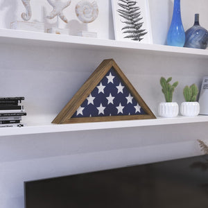English Elm Sheehan Solid Wood Memorial Flag Display Case - Elegant Shadowbox for American Veteran Flag Protection Weathered Brown Wood 17.5"W x 3"D x 12.5"H HFMHD-GDIS-CRE8-702315-GG