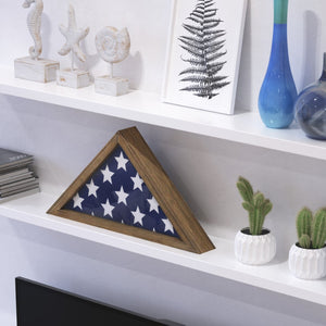 English Elm Sheehan Solid Wood Memorial Flag Display Case - Elegant Shadowbox for American Veteran Flag Protection Weathered Brown Wood 17.5"W x 3"D x 12.5"H HFMHD-GDIS-CRE8-702315-GG