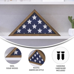 English Elm Sheehan Solid Wood Memorial Flag Display Case - Elegant Shadowbox for American Veteran Flag Protection Weathered Brown Wood 17.5"W x 3"D x 12.5"H HFMHD-GDIS-CRE8-702315-GG