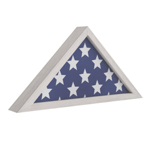 English Elm Sheehan Solid Wood Memorial Flag Display Case - Elegant Shadowbox for American Veteran Flag Protection White Wash 17.5"W x 3"D x 12.5"H HFMHD-GDIS-CRE8-802315-GG