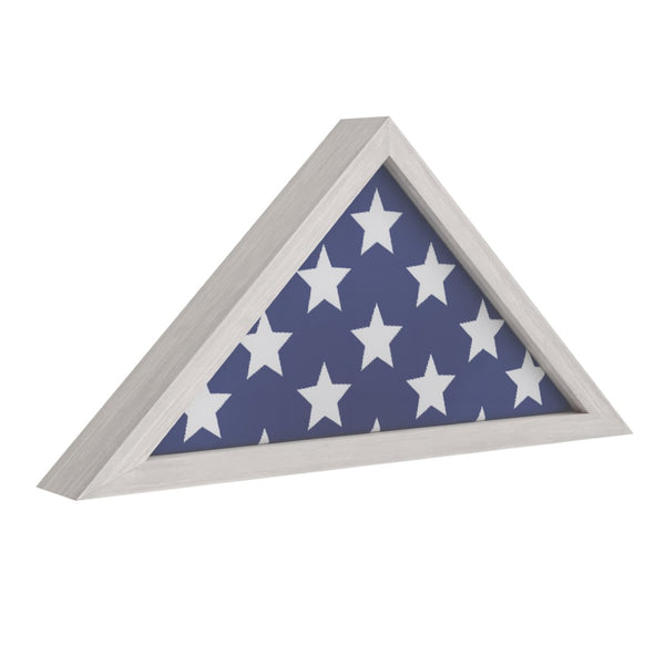 English Elm Sheehan Solid Wood Memorial Flag Display Case - Elegant Shadowbox for American Veteran Flag Protection White Wash 17.5"W x 3"D x 12.5"H HFMHD-GDIS-CRE8-802315-GG