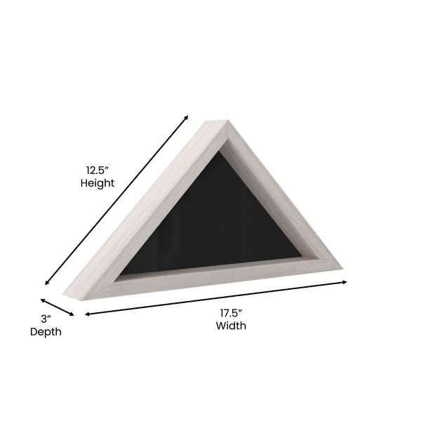 English Elm Sheehan Solid Wood Memorial Flag Display Case - Elegant Shadowbox for American Veteran Flag Protection White Wash 17.5"W x 3"D x 12.5"H HFMHD-GDIS-CRE8-802315-GG