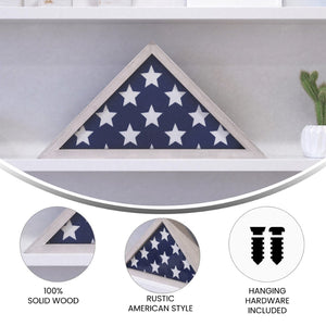 English Elm Sheehan Solid Wood Memorial Flag Display Case - Elegant Shadowbox for American Veteran Flag Protection White Wash 17.5"W x 3"D x 12.5"H HFMHD-GDIS-CRE8-802315-GG