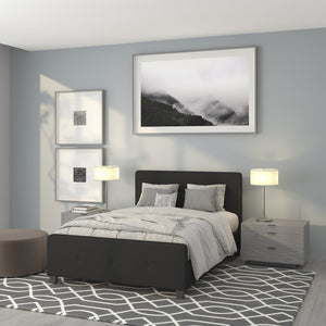 English Elm Tribeca Full Size Tufted Upholstered Platform Bed for Modern Bedrooms with Sturdy Slat Support Black In Stock. Usually ships in 24 - 48 business hours HG-22-GG