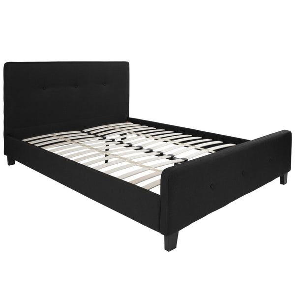 English Elm Tribeca Full Size Tufted Upholstered Platform Bed for Modern Bedrooms with Sturdy Slat Support Black In Stock. Usually ships in 24 - 48 business hours HG-23-GG