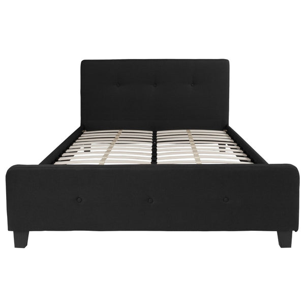 English Elm Tribeca Full Size Tufted Upholstered Platform Bed for Modern Bedrooms with Sturdy Slat Support Black In Stock. Usually ships in 24 - 48 business hours HG-23-GG