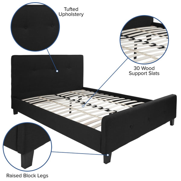 English Elm Tribeca Full Size Tufted Upholstered Platform Bed for Modern Bedrooms with Sturdy Slat Support Black In Stock. Usually ships in 24 - 48 business hours HG-23-GG