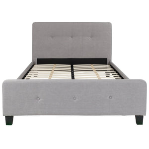 English Elm Tribeca Full Size Tufted Upholstered Platform Bed for Modern Bedrooms with Sturdy Slat Support Light Gray In Stock. Usually ships in 24 - 48 business hours HG-26-GG