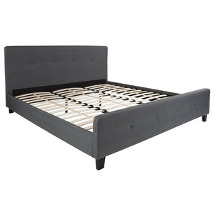 English Elm Tribeca Full Size Tufted Upholstered Platform Bed for Modern Bedrooms with Sturdy Slat Support Dark Gray HG-32-GG