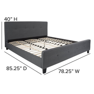 English Elm Tribeca Full Size Tufted Upholstered Platform Bed for Modern Bedrooms with Sturdy Slat Support Dark Gray HG-32-GG