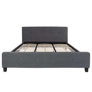 English Elm Tribeca Full Size Tufted Upholstered Platform Bed for Modern Bedrooms with Sturdy Slat Support Dark Gray HG-32-GG