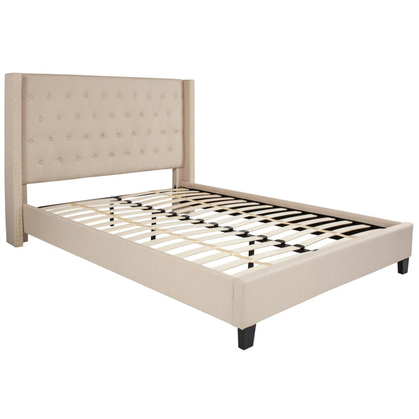English Elm Riverdale Elegant Tufted Upholstered Platform Bed - Stylish Modern Design for Ultimate Comfort Beige In Stock. Usually ships in 24 - 48 business hours HG-35-GG