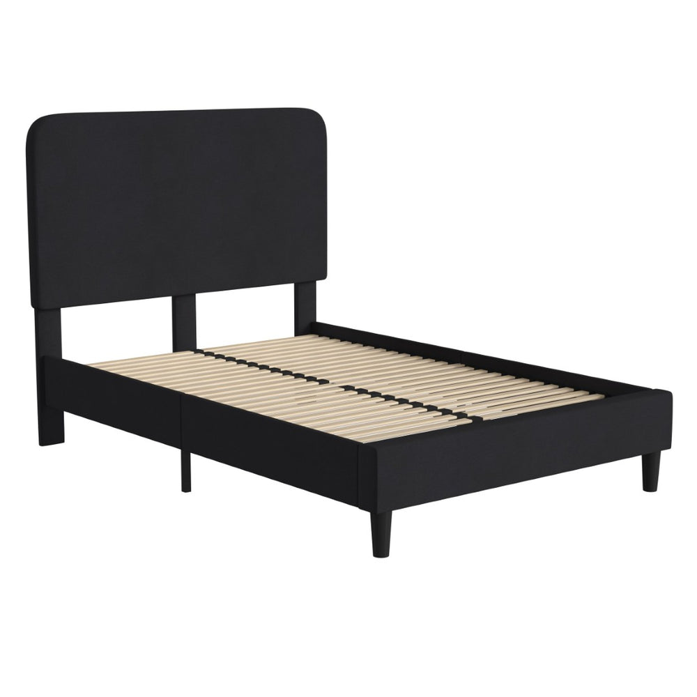English Elm Addison Upholstered Platform Bed with Rounded Headboard - Modern Design, Easy Assembly, No Box Spring Needed Charcoal Full HG-3WPB21-F02-F-BK-GG