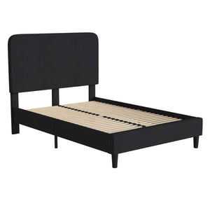 English Elm Addison Upholstered Platform Bed with Rounded Headboard - Modern Design, Easy Assembly, No Box Spring Needed Charcoal Full HG-3WPB21-F02-F-BK-GG