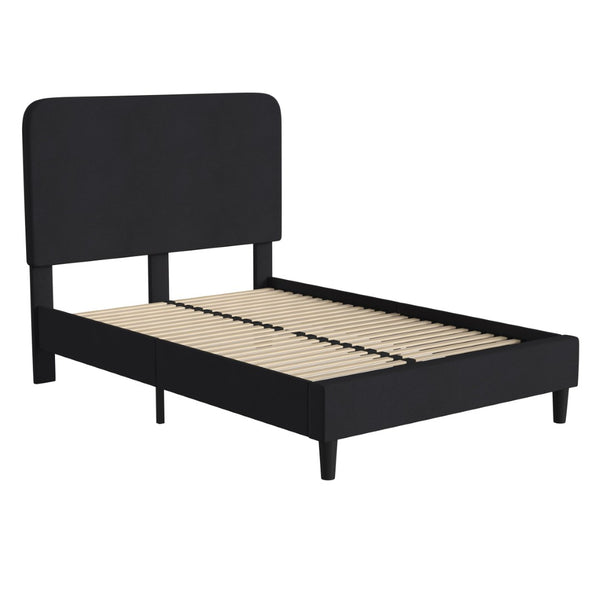 English Elm Addison Upholstered Platform Bed with Rounded Headboard - Modern Design, Easy Assembly, No Box Spring Needed Charcoal Full HG-3WPB21-F02-F-BK-GG