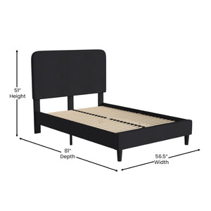 English Elm Addison Upholstered Platform Bed with Rounded Headboard - Modern Design, Easy Assembly, No Box Spring Needed Charcoal Full HG-3WPB21-F02-F-BK-GG