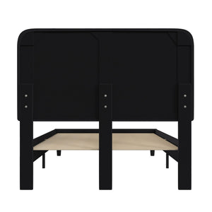 English Elm Addison Upholstered Platform Bed with Rounded Headboard - Modern Design, Easy Assembly, No Box Spring Needed Charcoal Full HG-3WPB21-F02-F-BK-GG