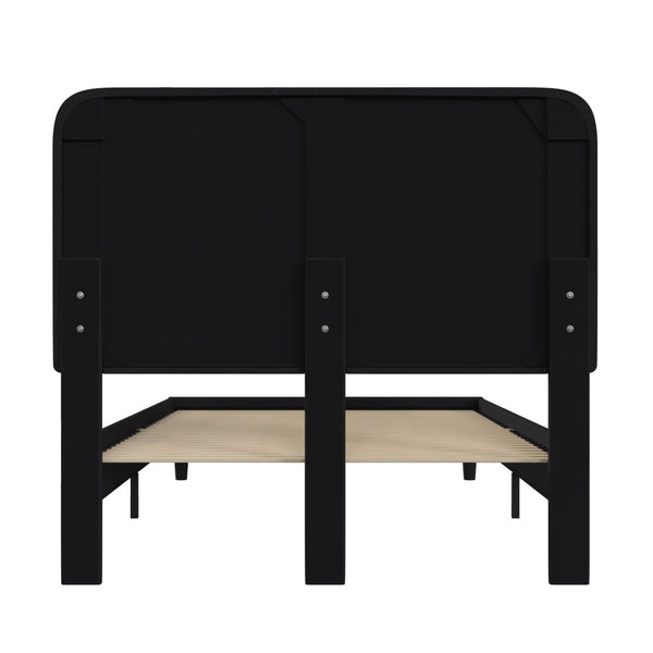 English Elm Addison Upholstered Platform Bed with Rounded Headboard - Modern Design, Easy Assembly, No Box Spring Needed Charcoal Full HG-3WPB21-F02-F-BK-GG