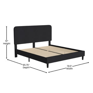 English Elm Addison Upholstered Platform Bed with Rounded Headboard - Modern Design, Easy Assembly, No Box Spring Needed Charcoal King HG-3WPB21-K04-K-BK-GG