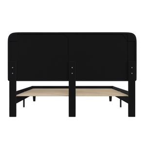 English Elm Addison Upholstered Platform Bed with Rounded Headboard - Modern Design, Easy Assembly, No Box Spring Needed Charcoal King HG-3WPB21-K04-K-BK-GG