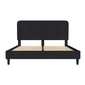 English Elm Addison Upholstered Platform Bed with Rounded Headboard - Modern Design, Easy Assembly, No Box Spring Needed Charcoal King HG-3WPB21-K04-K-BK-GG