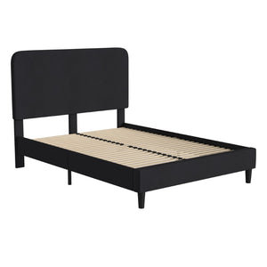 English Elm Addison Upholstered Platform Bed with Rounded Headboard - Modern Design, Easy Assembly, No Box Spring Needed Charcoal Queen HG-3WPB21-Q03-Q-BK-GG