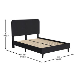 English Elm Addison Upholstered Platform Bed with Rounded Headboard - Modern Design, Easy Assembly, No Box Spring Needed Charcoal Queen HG-3WPB21-Q03-Q-BK-GG