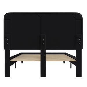 English Elm Addison Upholstered Platform Bed with Rounded Headboard - Modern Design, Easy Assembly, No Box Spring Needed Charcoal Queen HG-3WPB21-Q03-Q-BK-GG