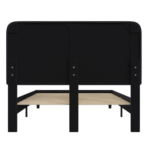 English Elm Addison Upholstered Platform Bed with Rounded Headboard - Modern Design, Easy Assembly, No Box Spring Needed Charcoal Queen HG-3WPB21-Q03-Q-BK-GG