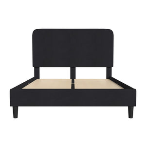 English Elm Addison Upholstered Platform Bed with Rounded Headboard - Modern Design, Easy Assembly, No Box Spring Needed Charcoal Queen HG-3WPB21-Q03-Q-BK-GG