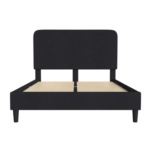 English Elm Addison Upholstered Platform Bed with Rounded Headboard - Modern Design, Easy Assembly, No Box Spring Needed Charcoal Queen HG-3WPB21-Q03-Q-BK-GG