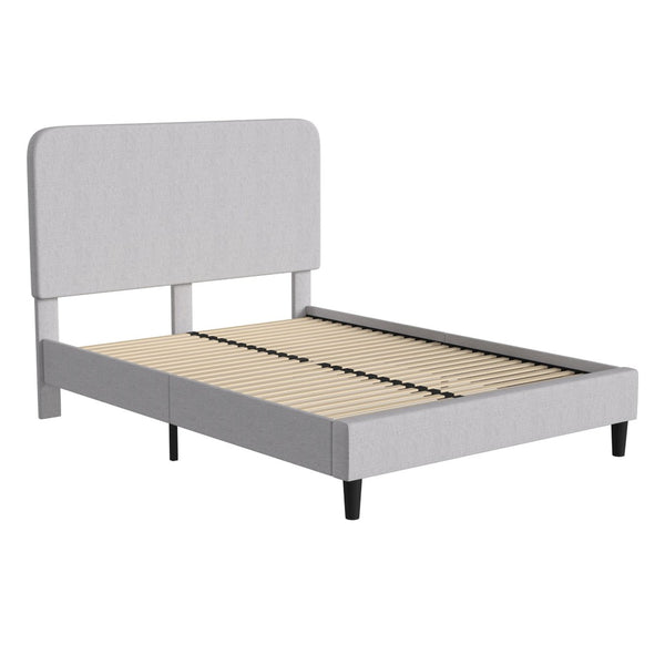 English Elm Addison Upholstered Platform Bed with Rounded Headboard - Modern Design, Easy Assembly, No Box Spring Needed Light Grey Queen HG-3WPB21-Q03-Q-GY-GG