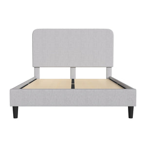 English Elm Addison Upholstered Platform Bed with Rounded Headboard - Modern Design, Easy Assembly, No Box Spring Needed Light Grey Queen HG-3WPB21-Q03-Q-GY-GG