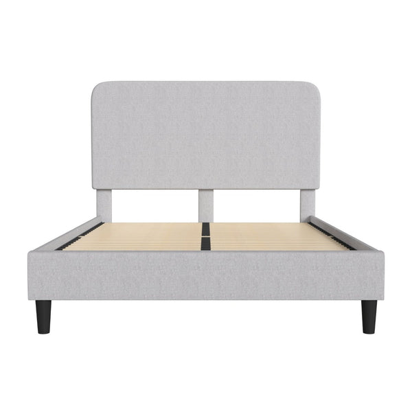 English Elm Addison Upholstered Platform Bed with Rounded Headboard - Modern Design, Easy Assembly, No Box Spring Needed Light Grey Queen HG-3WPB21-Q03-Q-GY-GG