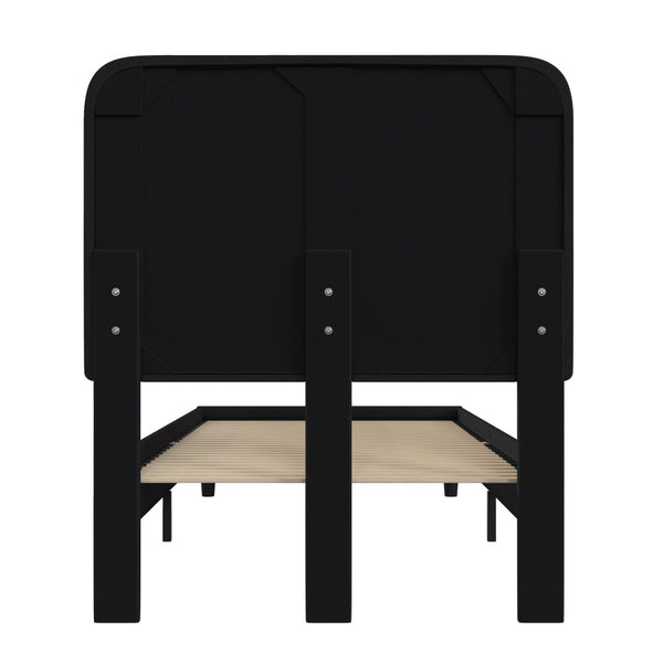 English Elm Addison Upholstered Platform Bed with Rounded Headboard - Modern Design, Easy Assembly, No Box Spring Needed Charcoal Twin HG-3WPB21-T01-T-BK-GG