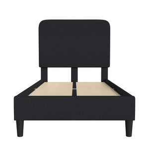 English Elm Addison Upholstered Platform Bed with Rounded Headboard - Modern Design, Easy Assembly, No Box Spring Needed Charcoal Twin HG-3WPB21-T01-T-BK-GG