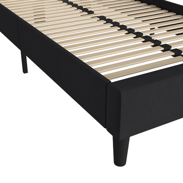 English Elm Addison Upholstered Platform Bed with Rounded Headboard - Modern Design, Easy Assembly, No Box Spring Needed Charcoal Twin HG-3WPB21-T01-T-BK-GG