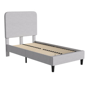 English Elm Addison Upholstered Platform Bed with Rounded Headboard - Modern Design, Easy Assembly, No Box Spring Needed Light Grey Twin HG-3WPB21-T01-T-GY-GG