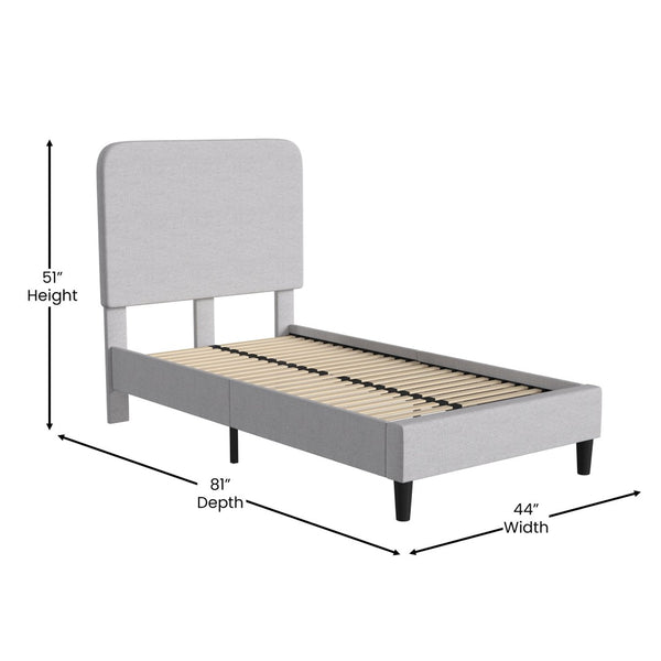English Elm Addison Upholstered Platform Bed with Rounded Headboard - Modern Design, Easy Assembly, No Box Spring Needed Light Grey Twin HG-3WPB21-T01-T-GY-GG